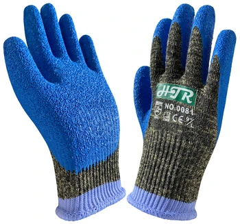 Устойчивые к порезам Рабочие перчатки из стальной пряжи, обернутой арамидным волокном, с высокой гибкостью, Защищающие от порезов Защитные рукавицы из латекса с микро-морщинками
