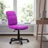 Фиолетовое Стеганое Виниловое Вращающееся Офисное Кресло Со Средней Спинкой
