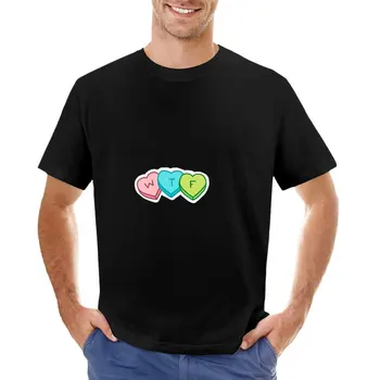 Футболка WTF Candy Hearts, однотонная футболка с аниме, черные футболки для мужчин