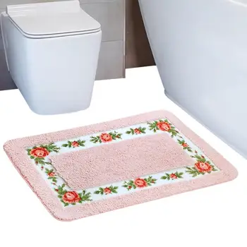 Цветочный коврик для ванной комнаты, мохнатые коврики с розами, мягкий нескользящий коврик, коврики с розами, коврики для пола в туалете