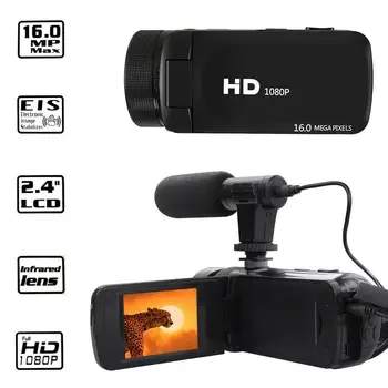Цифровая видеокамера HD 1080P, видеокамера для записи видеоблогов YouTube с микрофоном, широкоугольный объектив Для фотосъемки