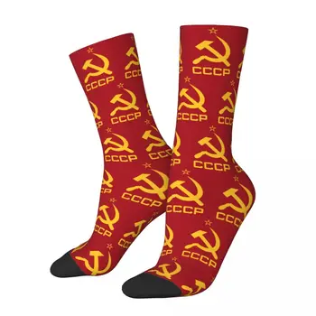 Чулки All Seasons Crew CCCP Star-Soviet-Union, Носки СССР, Длинные носки Harajuku, Аксессуары для мужчин, Подарок для женщин на день рождения