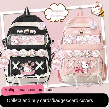 Школьный рюкзак Sanrio Hello Kitty в японском стиле для мужчин и женщин, легкий и большой емкости