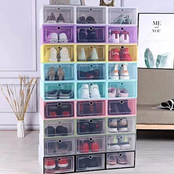 Штабелируемый комбинированный шкаф для обуви прозрачная коробка для хранения обуви коробка для обуви утолщенное пылезащитное устройство для хранения коробки для обуви