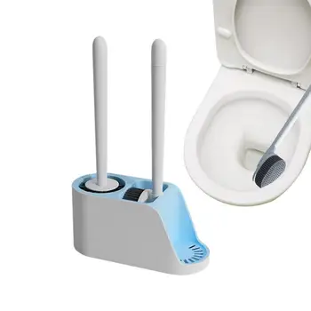 Щетка для чистки унитаза Силиконовая щетка для унитаза С держателем Многоразовая щетка для туалетных принадлежностей для ванной и санузла