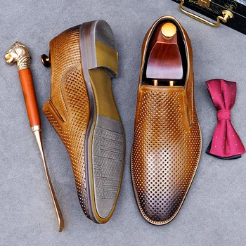 Элегантные мужские лоферы, модельные туфли из натуральной кожи, Лето 2023, Новый стиль, дизайнерская Повседневная обувь из мягкой кожи, Свадебные лоферы