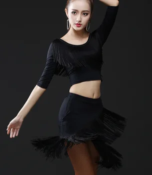 Юбка для ежедневных латиноамериканских танцев с кисточками, женское высококачественное платье для профессиональных танцев, красная юбка для латиноамериканских танцев для взрослых