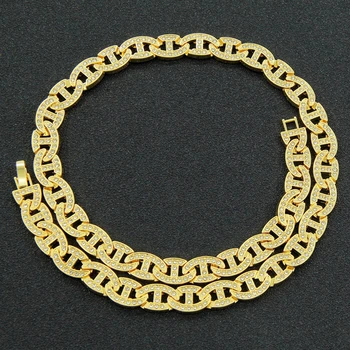 Ювелирные изделия в стиле хип-хоп, инкрустированные фианитами, Кубинское ожерелье-цепочка с воротником в стиле панк, аксессуары из 18-каратного золота